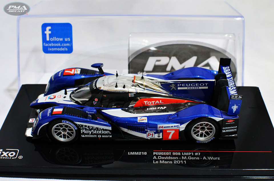 ALEXANDER WURZ, ANTHONY DAVIDSON, MARC GENÉ 2011 PEUGEOT SPORT TOTAL PEUGEOT 908 LMP1 1:43